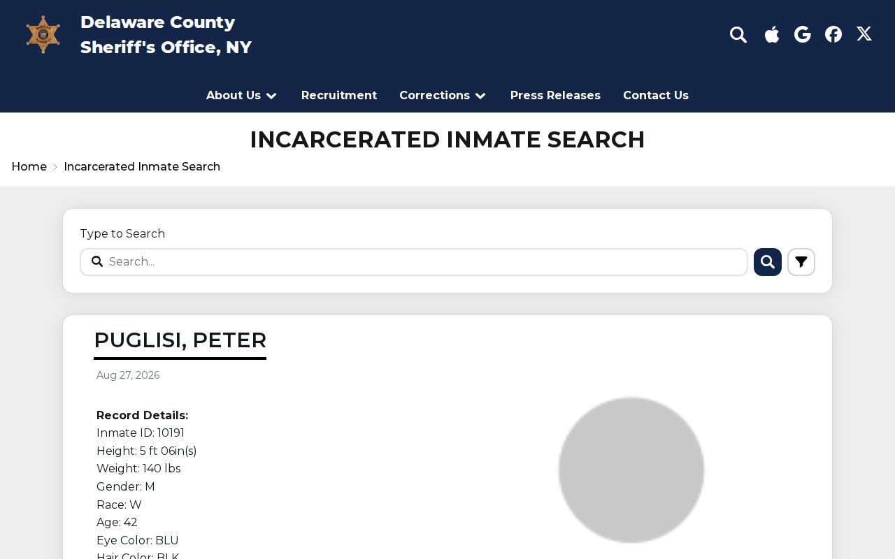 Delaware County current custody roster and booking photo search
